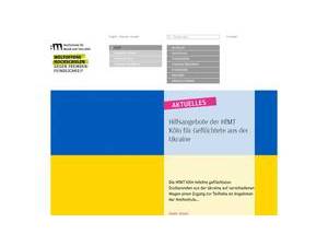 Hochschule für Musik und Tanz Köln's official website homepage screenshot