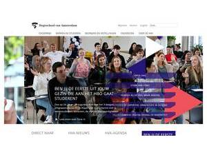Hogeschool van Amsterdam's official website homepage screenshot