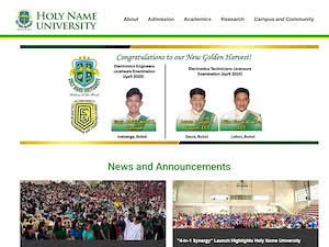 Holy Name University's official website homepage screenshot