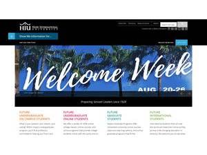 Hope International University's official website homepage screenshot