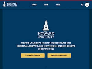 Howard University's official website homepage screenshot