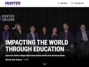 Hunter College, CUNY's official website homepage screenshot