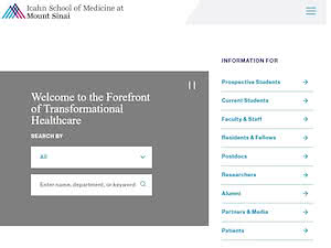 Icahn School of Medicine at Mount Sinai's official website homepage screenshot