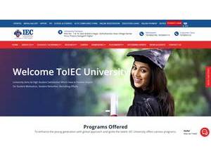 IEC University's official website homepage screenshot