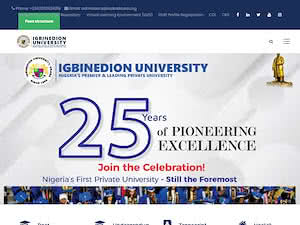 Igbinedion University Okada's official website homepage screenshot