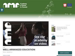 Ignacy Jan Paderewski Academy of Music in Poznań's official website homepage screenshot