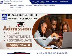 Ignatius Ajuru University of Education's official website homepage screenshot