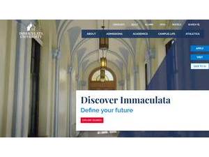 Immaculata University's official website homepage screenshot