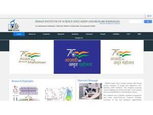 Indian Institute of Science Education and Research, Kolkata's official website homepage screenshot
