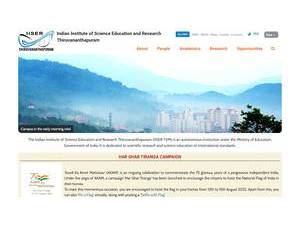 Indian Institute of Science Education and Research, Thiruvananthapuram's official website homepage screenshot