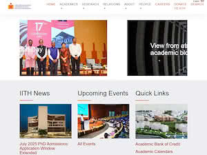 Indian Institute of Technology Hyderabad's official website homepage screenshot