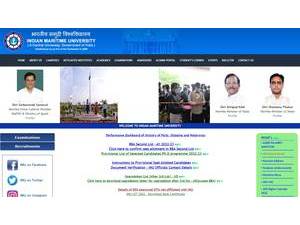 Indian Maritime University's official website homepage screenshot