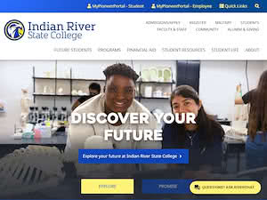 Indian River State College's official website homepage screenshot