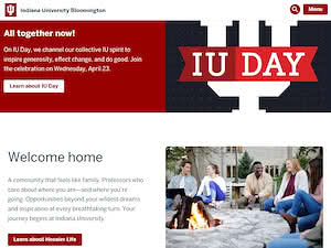 Indiana University Bloomington's official website homepage screenshot