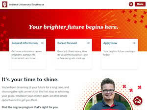 Indiana University Southeast's official website homepage screenshot