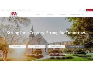 Indiana Wesleyan University's official website homepage screenshot