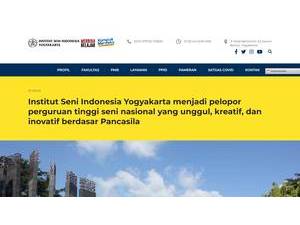 Institut Seni Indonesia Yogyakarta's official website homepage screenshot