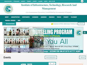 Institute of Infrastructure, Technology, Research and Management's official website homepage screenshot