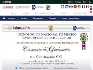 Instituto Tecnológico de Saltillo's official website homepage screenshot