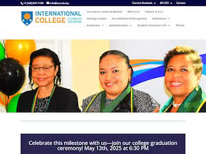 International College of the Cayman Islands's official website homepage screenshot