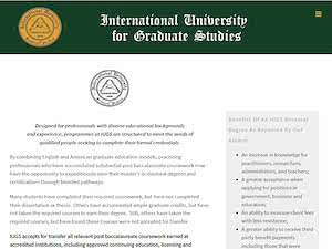 International University for Graduate Studies's official website homepage screenshot