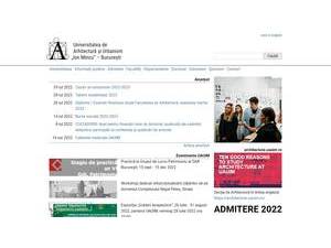 Ion Mincu University of Architecture and Urbanism's official website homepage screenshot