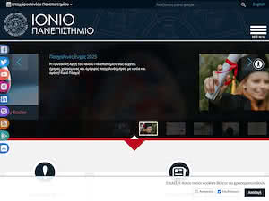 Ionian University's official website homepage screenshot