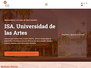 ISA, Universidad de las Artes's official website homepage screenshot