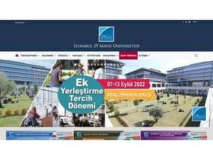 İstanbul 29 May University's official website homepage screenshot