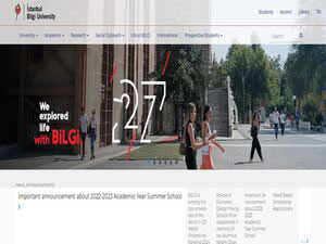 Istanbul Bilgi University's official website homepage screenshot