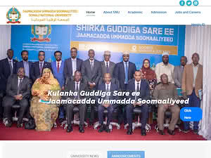 Jaamacada Ummada Soomaaliyeed's official website homepage screenshot