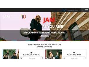 Jam Music Lab Private University's official website homepage screenshot