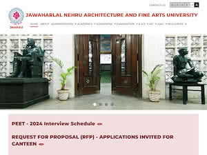 Jawaharlal Nehru Architecture and Fine Arts University's official website homepage screenshot