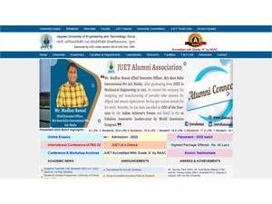 Jaypee University of Engineering and Technology's official website homepage screenshot