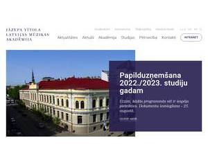 Jāzeps Vītols Latvian Academy of Music's official website homepage screenshot