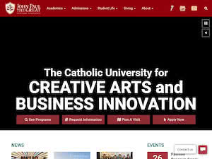 John Paul the Great Catholic University's official website homepage screenshot