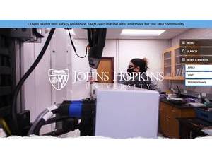 Johns Hopkins University's official website homepage screenshot