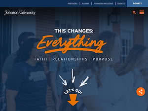 Johnson University's official website homepage screenshot