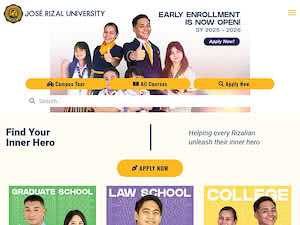 José Rizal University's official website homepage screenshot