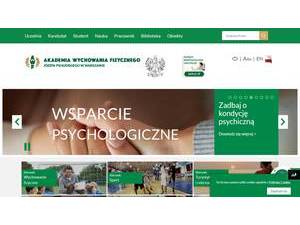 Józef Piłsudski University of Physical Education in Warsaw's official website homepage screenshot