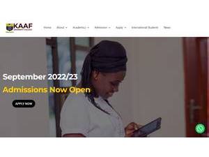 KAAF University College's official website homepage screenshot