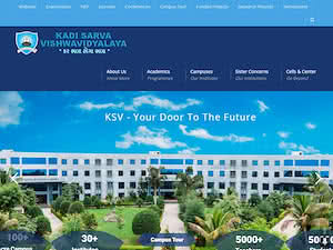 Kadi Sarva Vishwavidyalaya University's official website homepage screenshot