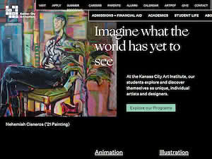 Kansas City Art Institute's official website homepage screenshot