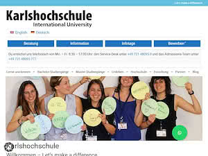 Karlshochschule International University's official website homepage screenshot