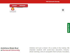 Karnavati University's official website homepage screenshot