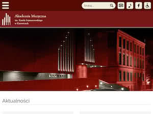 Karol Szymanowski Academy of Music in Katowice's official website homepage screenshot