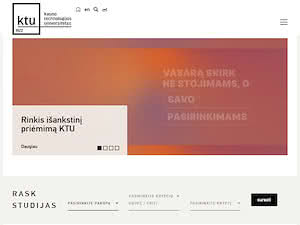 Kaunas University of Technology's official website homepage screenshot