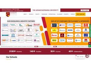 Kaziranga University's official website homepage screenshot