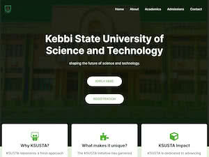 Kebbi State University of Science and Technology's official website homepage screenshot