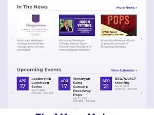 Kentucky Wesleyan College's official website homepage screenshot